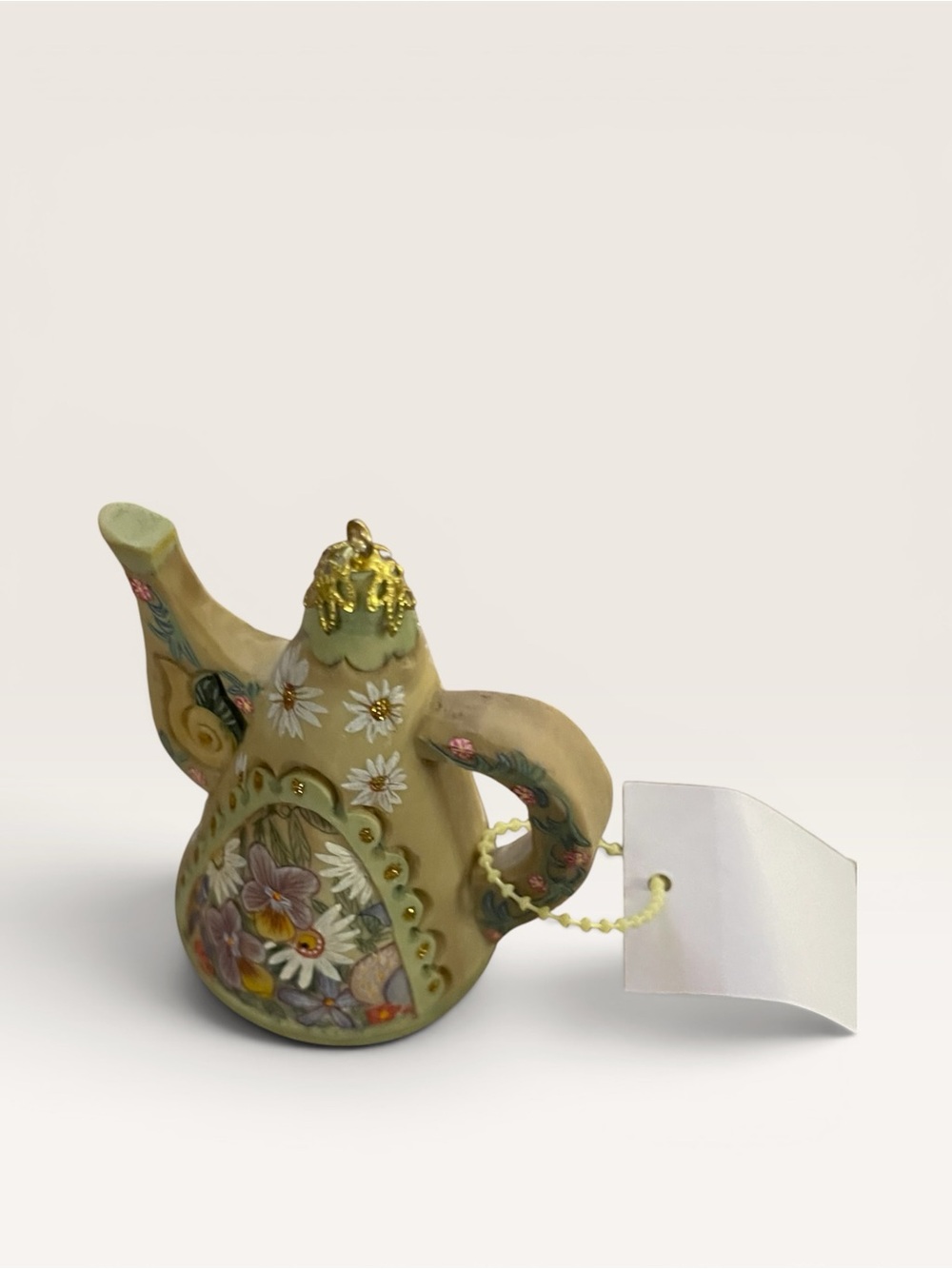 Vintage Hand-Painted Floral Teapot Ornament Gift Box by G. DeBrekht, NWT